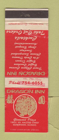 Matchbook Cover - Dragon Inn Glenwood IL WEAR