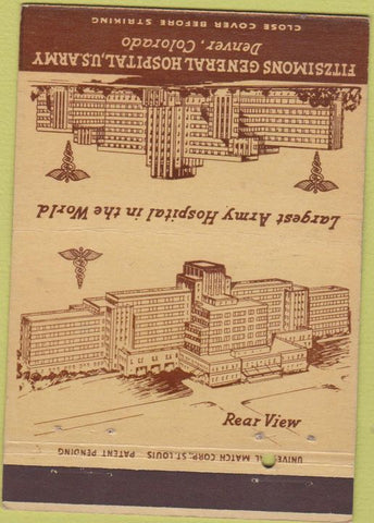Matchbook Cover - Fitzsimons US Army Hospital Denver CO 40 Strike