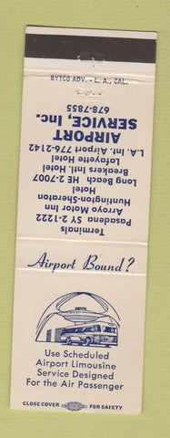 Matchbook Cover - Airport Service Transportation Los Angeles CA LAX