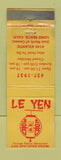 Matchbook Cover - Le Yen Chinese Restaurant Long Beach CA WORN