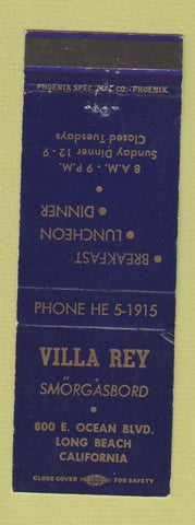 Matchbook Cover - Villa Rey Smorgasbord Long Beach CA WEAR