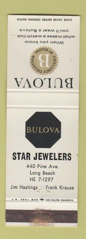 Matchbook Cover - Star Jewelers Bulova Watches Long Beach CA WORN