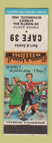 Matchbook Cover - Cafe 39 Richmond IN