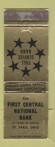 Matchbook Cover - First Central National Bank St Paris OH WEAR