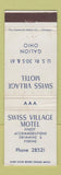 Matchbook Cover - Swiss Village Motel Galion OH