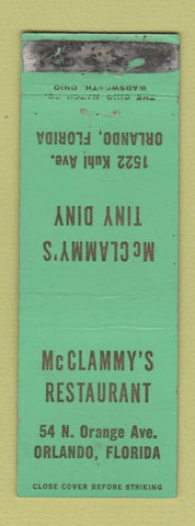 Matchbook Cover - McClammy's Restaurant Orlando FL WORN