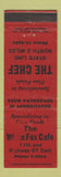 Matchbook Cover - The Chef White Fox Cafe WEAR