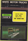 Matchbook Cover - White Semi Trucks Paris TX Bob Singer 40 Strike