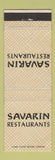 Matchbook Cover - Savarin Restaurants CHAIN