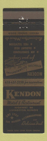 Matchbook Cover - Kendon Motel Restaurant Livingston IL Route 66