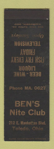 Matchbook Cover - Ben's Nite Club Toledo OH WEAR
