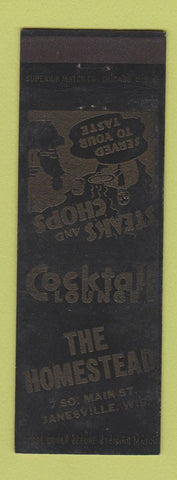 Matchbook Cover - The Homestead Janesville WI WORN