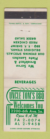 Matchbook Cover - Uncle Tom's BBQ