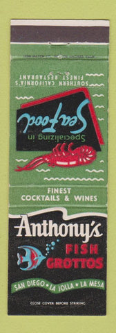 Matchbook Cover - Anthony's Fish Grotto San Diego La Jolla La Mesa CA