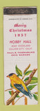 Matchbook Cover - Hobby Hall Christmas 1957 Culver City CA RMS? WORN