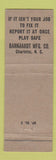 Matchbook Cover - Safety Load off Feet Safety Shoes Barnhardt Charlotte NC