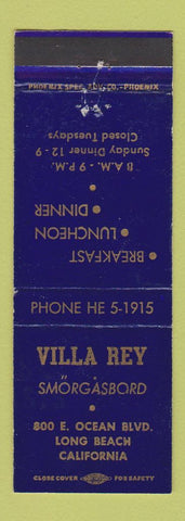 Matchbook Cover - Villa Rey Smorgasbord Long Beach CA WEAR