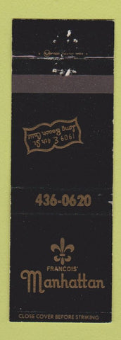 Matchbook Cover - Francois Manhattan Long Beach CA