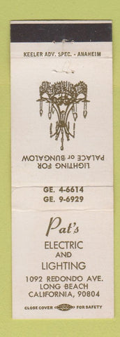 Matchbook Cover - Pat's Electric & Lighting Long Beach CA WEAR