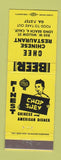 Matchbook Cover - Chee Chinese Restaurant Long Beach CA