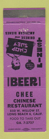 Matchbook Cover - Chee Chinese Restaurant Long Beach CA PURPLE