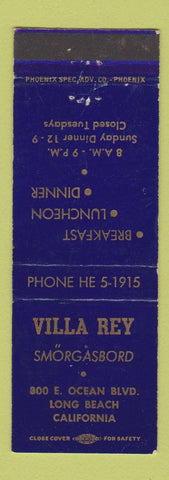 Matchbook Cover - Villa rey Smorgasbord Long Beach CA WEAR