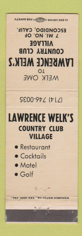 Matchbook Cover - Lawrence Welk's Country Club Village Escondido CA