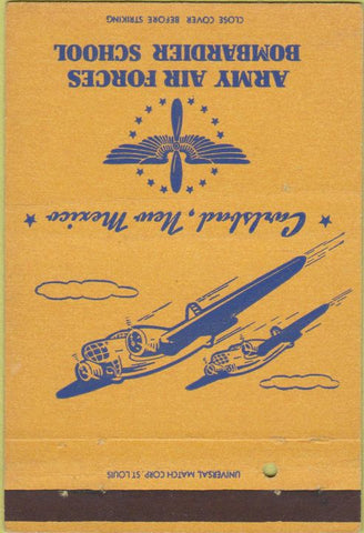 Matchbook Cover - Army Air Forces Bombadier School Carlsbad NM 40 Strike