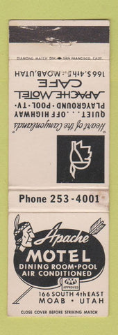 Matchbook Cover - Apache Motel Moab UT WEAR Indian