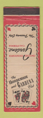 Matchbook Cover - Horseshoe Club Gardena CA poker cards