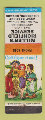 Matchbook Cover Miller's Richfield oil gas Hillsboro OR hillbilly WEAR TRIMMED?