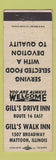Matchbook Cover - Gill's Drive Inn Walk Inn Mattoon IL WEAR
