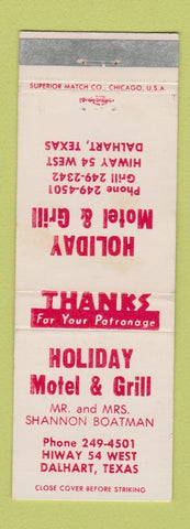 Matchbook Cover - Holiday Motel Grill Dalhart TX WEAR