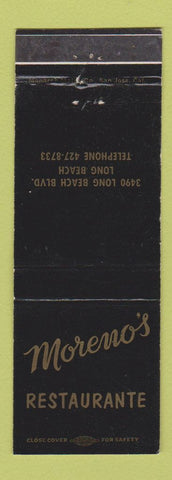 Matchbook Cover - Moreno's Restaurante Long Beach CA WEAR