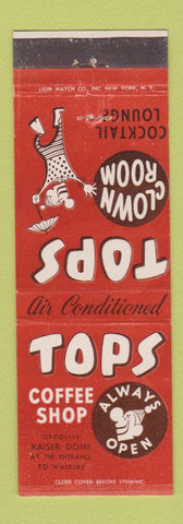 Matchbook Cover - Tops Coffee Shop Waikiki Hawaii