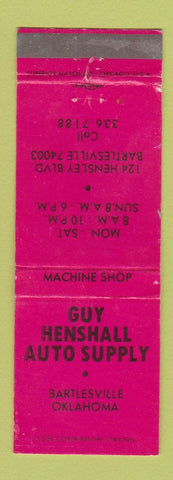 Matchbook Cover - Guy Henshall Auto Supply Bartlesville OK