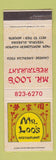 Matchbook Cover - Mr Loo's Chinese Restaurant Vestayia AL