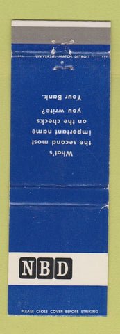 Matchbook Cover - National Bank of Detroit MI WEAR