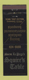 Matchbook Cover - Norm LePage's Squire's Table Walled Lake MI