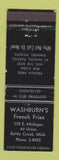 Matchbook Cover - Washburn's French Fries Battle Creek MI WEAR