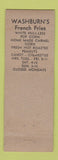 Matchbook Cover - Washburn's French Fries Battle Creek MI WEAR
