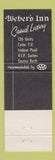 Matchbook Cover - Weber's Inn Ann Arbor MI