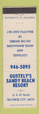 Matchbook Cover - Gustely's Sandy Beach Resort Traverse City MI