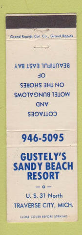 Matchbook Cover - Gustely's Sandy Beach Resort Traverse City MI