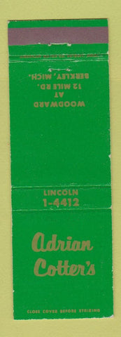 Matchbook Cover - Adrian Cotter's Berkley MI