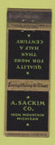 Matchbook Cover - A Sackim Clothing Store Iron Mountain MI WORN