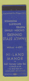 Matchbook Cover - Hi Land Manor Highland MI