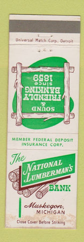 Matchbook Cover - National Lumberman's Bank Muskegon MI WORN
