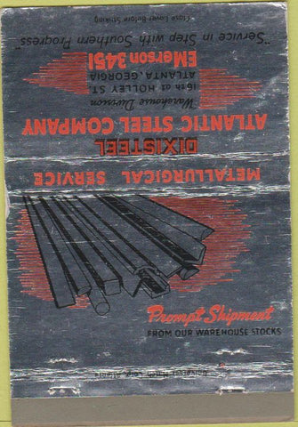 Matchbook Cover - Dixisteel Atlantic Steel Co Atlanta GA 40 Strike