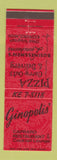 Matchbook Cover - Ginopolis' Restaurant Pizza Italian Redford MI
